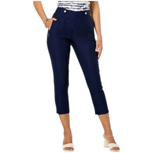 WynneCollection Women's Polished FlatterFIT Slim Leg Cropped Pant Navy - Regular